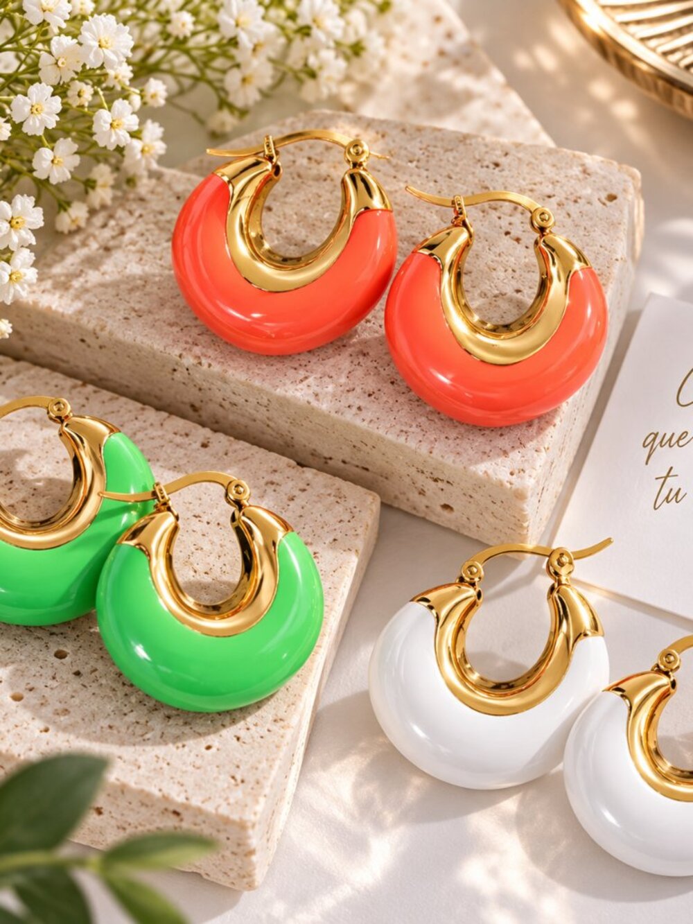 Aretes de Aro Esmaltados – Stainless Steel con Baño 18K